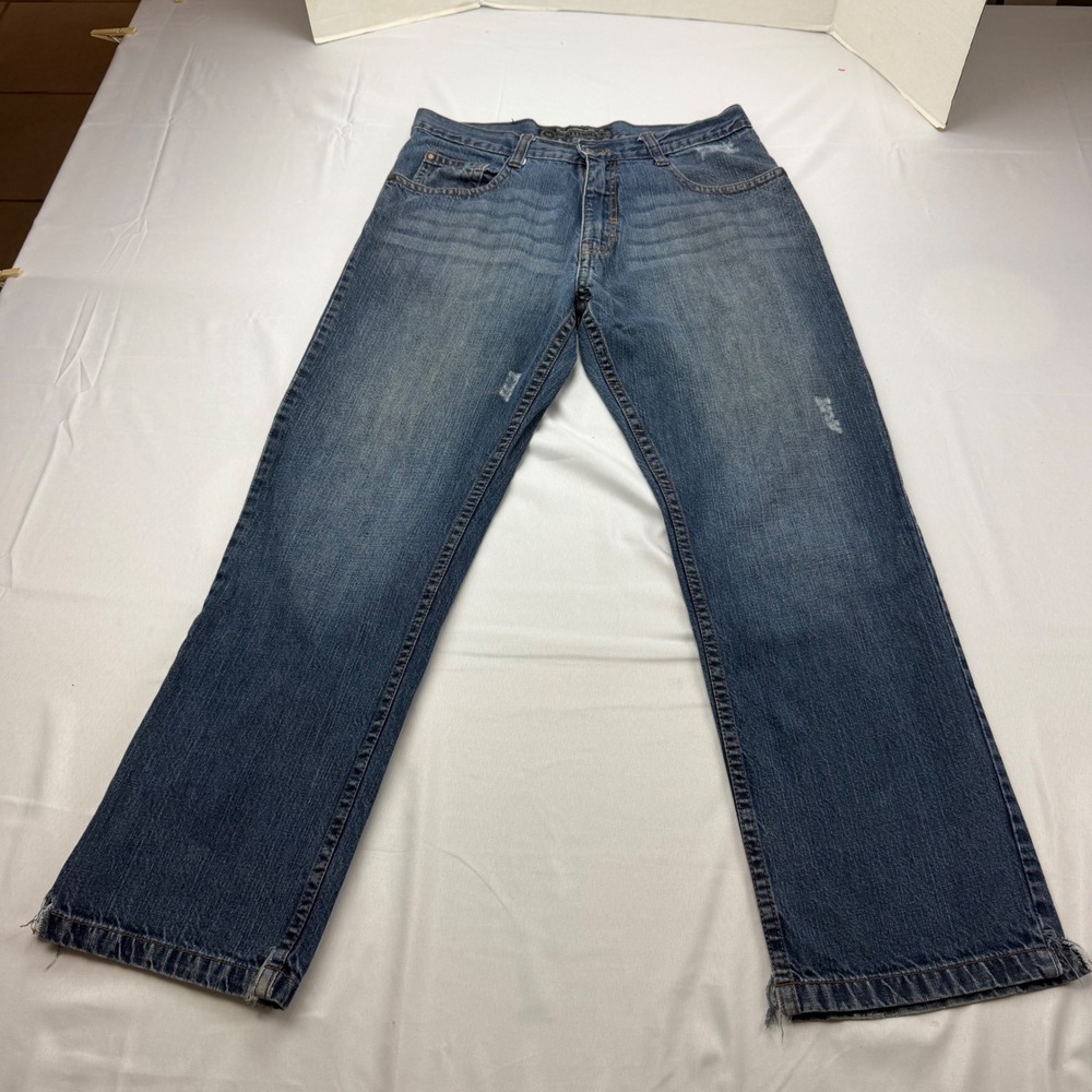 Southpole Jeans Mens 34 Blue Relaxed Straight‎ Leg Distressed Denim Y2K 34x31